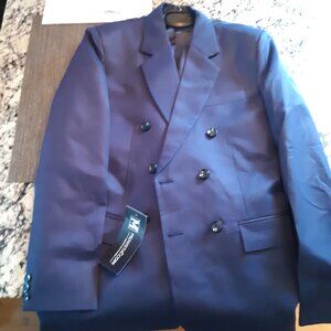 Menista Men's Custom Slim Fit Double Breast Two Piece Navy Suit